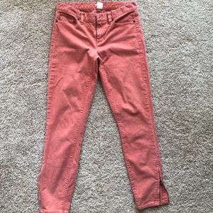 JCrew coral toothpick corduroy ankle zip